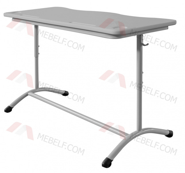 Школьный двухместный стол ШСТ12 с пластиковой столешницей, серый