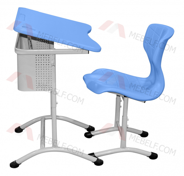 Школьный стол с наклонной столешницей ШСТ15 и школьный стул ШС10, голубой