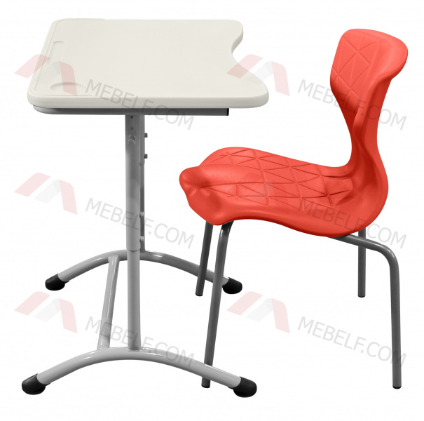 Школьный стол ШСТ11 и стул ШС11, белый и оранжевый