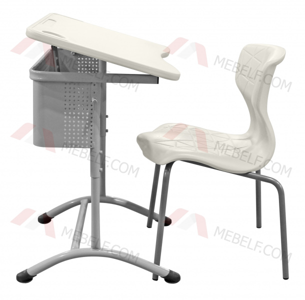 Школьный стол с наклонной столешницей ШСТ15 и стул ШС11, белый