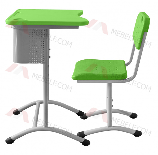 Школьный стол с перфорированным экраном ШСТ13 и стул ШС02, зеленый