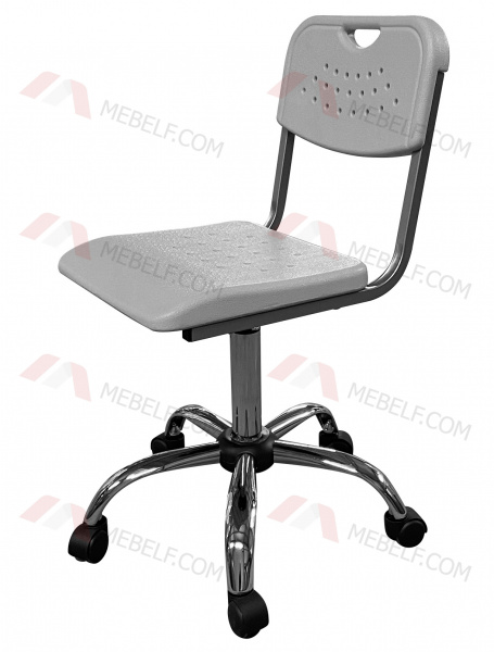 Стул ученический подъёмно-поворотный на колёсах ШС16, серый